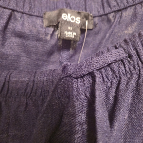 ELLOS‎ Linen Blend Womens Pull on Drawstring Pants With Pockets Navy Size 32 New - Picture 9 of 11